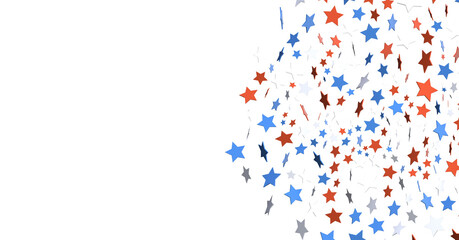  Red Blue White Stars Confetti Overlay