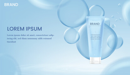 Cosmetic product with blue bubbles