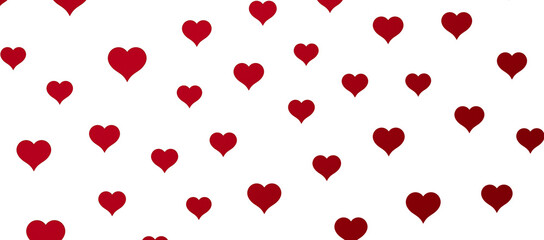 Fototapeta na wymiar Love valentine background with red petals of hearts on transparent background