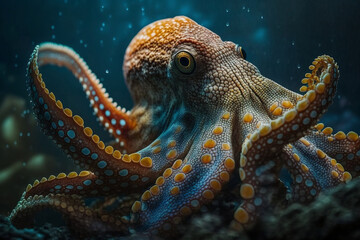 Orange Octopus: A Close-up View of a Sealife Delicacy - Ai Generative