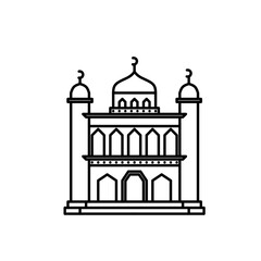 Mosque building line art is suitable for templates and colored books