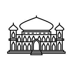 Mosque building line art is suitable for templates and colored books