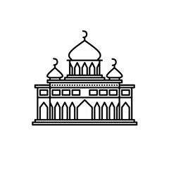 Mosque building line art is suitable for templates and colored books