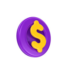 Money coin icon 3D Render