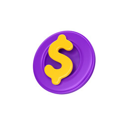 Money coin icon 3D Render