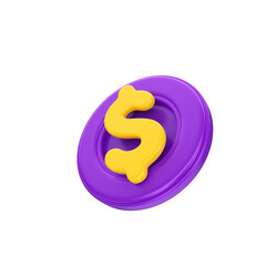 Money coin icon 3D Render