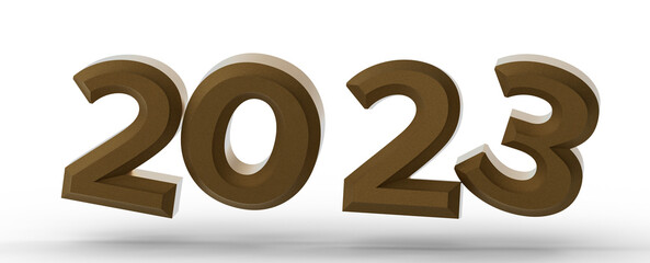 Year as Number - Happy New Year 2023. 3D illustration numbers isolated