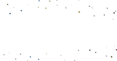 Stars - festive pattern with flying, falling red, blue, white stars in colors of the United States' flag