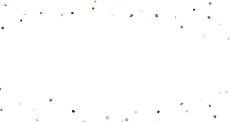 Stars - Holiday golden decoration, glitter frame isolated -