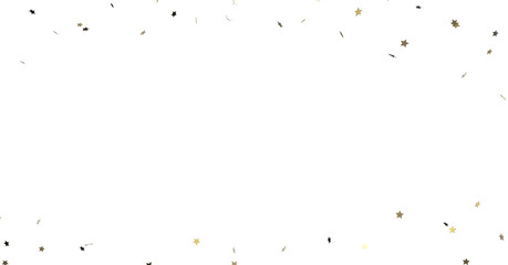 Stars - Holiday golden decoration, glitter frame isolated -