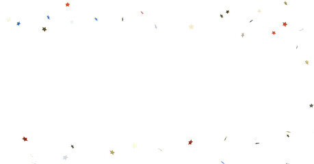 Stars - festive pattern with flying, falling red, blue, white stars in colors of the United States' flag