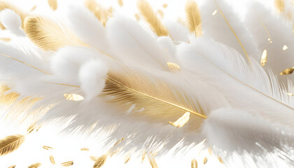 Beautiful white and gold feather background