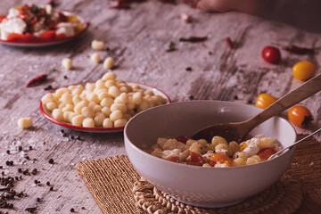 Italian Gnocchi alla Sorrentina with tomato and mozzarella cheese