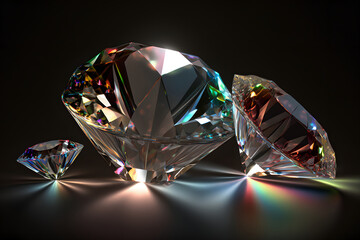 close-up of beautiful diamonds on white background