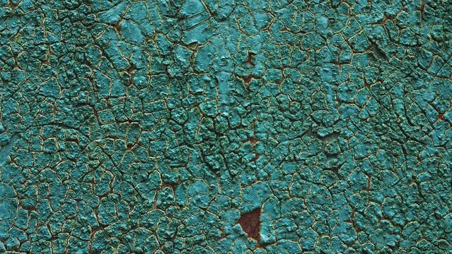 Background or surface of blue rusty, grunge and cracked metal wall with copy space. Weathered painted wall, texture. Abstract wall for background