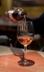 Tasting of Anjou wine, rose d'anjou produced in Loire Valley wine region of France near the city of Angers