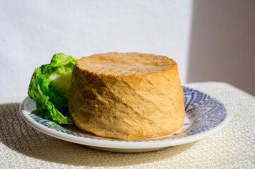 Cheese collection, piece of smoked Spanish goat cheese