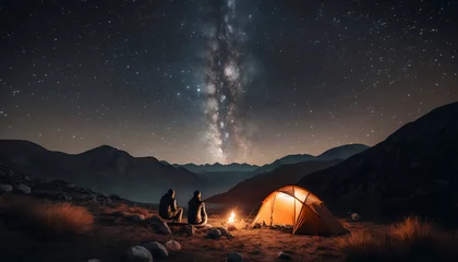 Kussenhoes Camping Outdoors with the Milky Way in the Background AI generative © Mr. Bolota