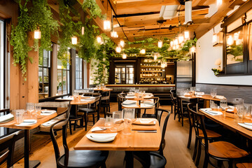 A chic farm-to-table restaurant with seasonal ingredients