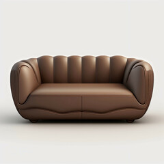 Fototapeta na wymiar Cozy brown sofa on white, generated with generative AI