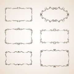 set of decorative rectangular frames and vintage ornament borders