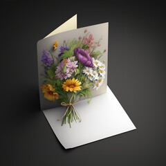 Generative ai flower bouquet and a card