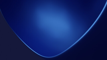 Colorful illustration of a blue abstract curved geometric shape. 3D rendering