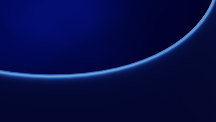 Colorful illustration of a blue abstract curved geometric shape. 3D rendering