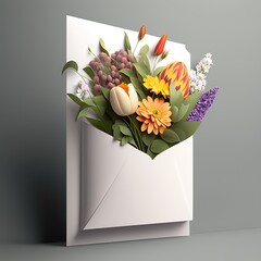 Generative ai flower bouquet and a card