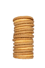 Sandwich cookies with cream filling isolated on white background