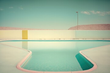pool, pastel colors and smooth light, no people