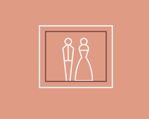 Concept of couple in a flat style. Wedding thin line icon. Love editable stroke icon.  Vector illustration
