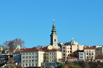 Fototapeta na wymiar Belgrade, Serbia, City view, old city buildings along the Danube