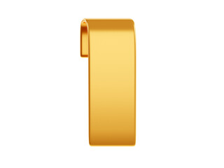 Golden ribbon banner 3d render illustration - simple text tag or label for sale and promotion message.