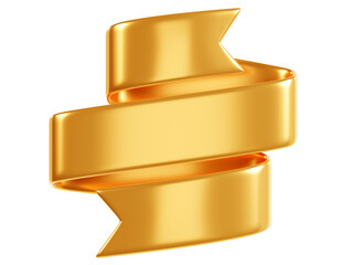 Sale ribbon banner 3d render - gold curled fabric or plastic text box for promotion or congratulation message.