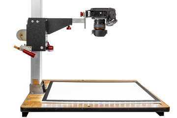 Professional Digital Camera On a Copy Stand With Light Box
