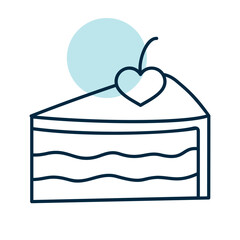 Peace of cake with heart isolated vector icon