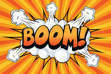 Boom comic sound effect cartoon style vector illustration