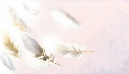 Beautiful gold and white feather background