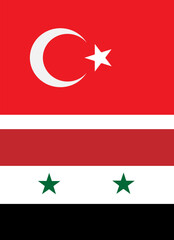 Two flag, Flag pole, Syria Flag, Turkey Flag, Symbolizing the cooperation between the two countries.