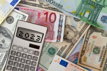 Tax concept, office calculator and money