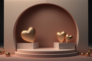 product display scene, modern stage 3d podium background, valentine's day, Generative AI