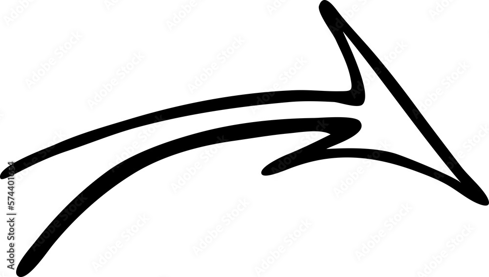 Fototapete arrow sketch handmade doodle swipe up symbol sign. simple png design element. sketch by marker or pe