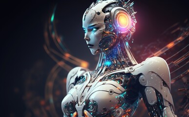 android robot , Girl Humanoid AI Futristic created with Generative AI