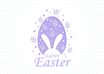 Cute hand-drawn Easter horizontal design with bunnies, flowers, easter eggs, a beautiful background, great for Easter Cards, banners, textiles, wallpapers - vector design.