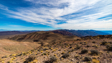 Fototapeta na wymiar panorama of death valley national park seen from dante's view peak lookout; famous desert in california during spring