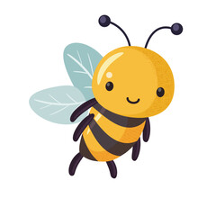Cartoon bee cute character in flat style.