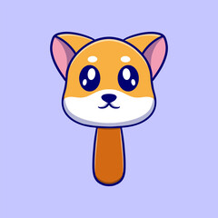Cute puppy ice cream cartoon icon illustration