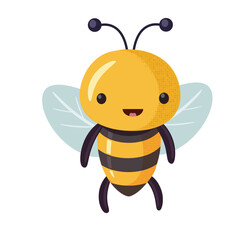 Cartoon bee cute character in flat style.