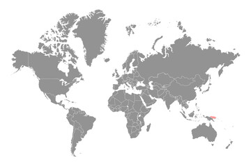 Bismarck Sea on the world map. Vector illustration.